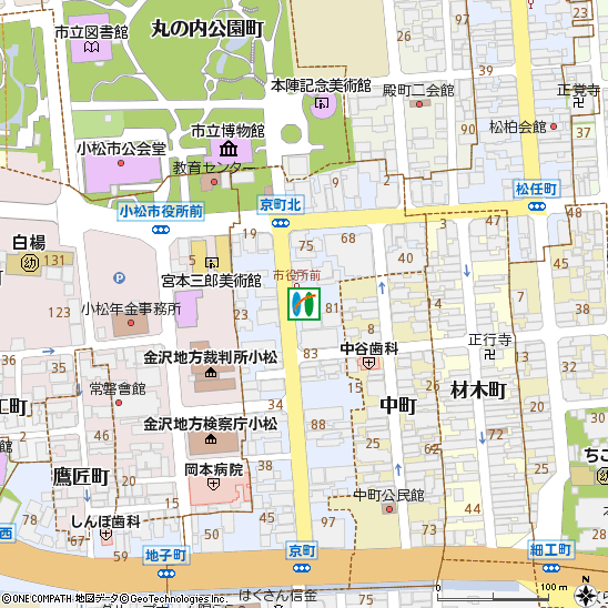 小松中央支店（小松支店内）付近の地図